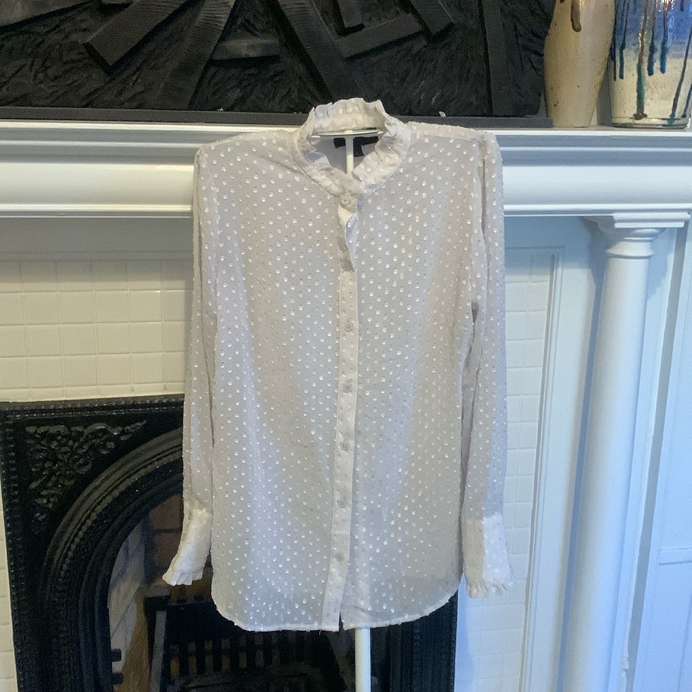 Bababa Republic sheer grey/silver polka dot blouse. Worn about 3x